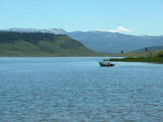 Boating on Steamboat Lake Colorado